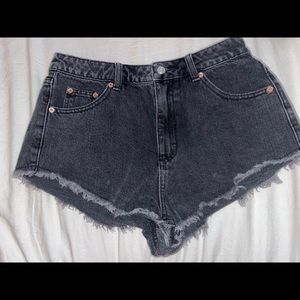 Topshop Black/Gray Denim Shorts